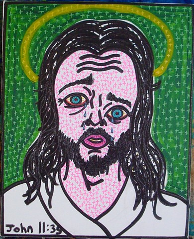 jesus folk art painting