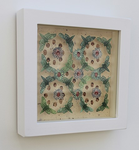 mixed media printmaking, three dimensional, mandala