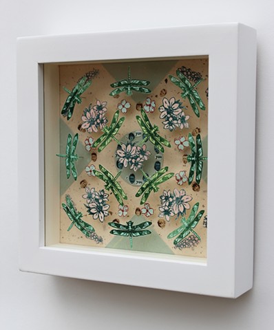mixed media printmaking, three dimensional, mandala, quotes