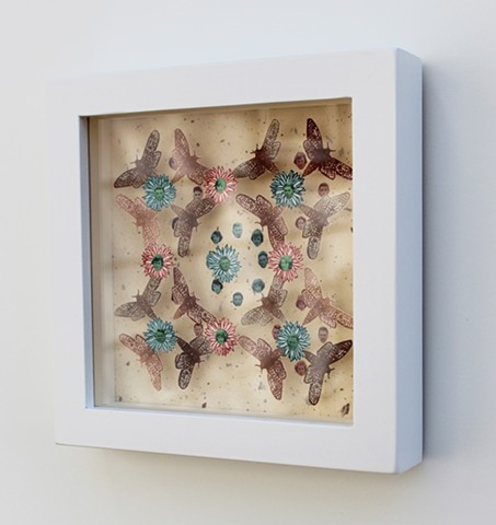 mixed media printmaking, three dimensional, mandala