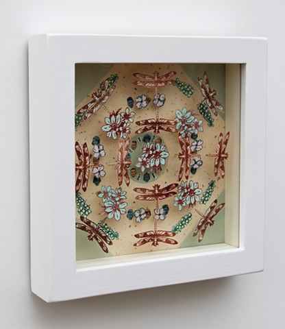 mixed media printmaking, three dimensional, mandala, quotes