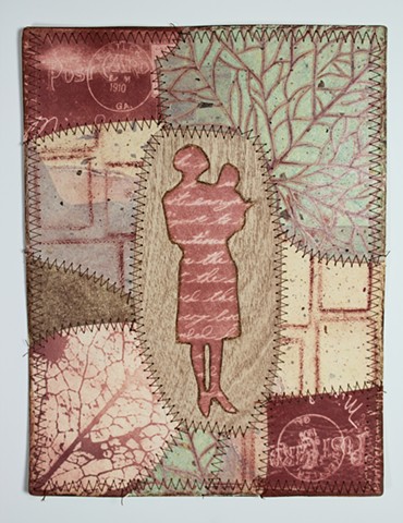 photopolymer intaglio, polyester plate intaglio, print collage, mother and child, mixed media