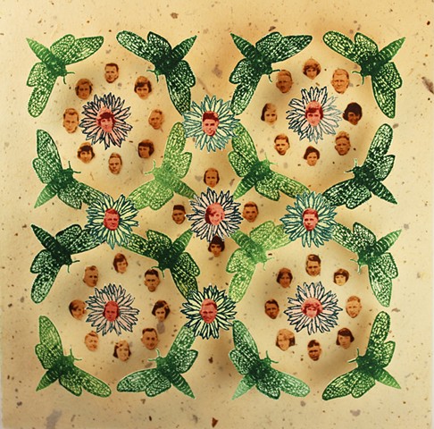 mixed media printmaking, three dimensional, mandala
