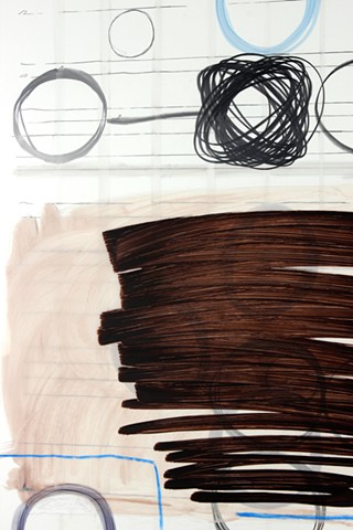 Abstract drawing based on pi, mixed media on Dura-Lar and YUPO, by Yvette Kaiser Smith