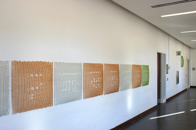 Lifesaver Movement in e, Yvette Kaiser Smith crocheted fiberglass sculpture installation at UIUC Lincoln Hall ATLAS