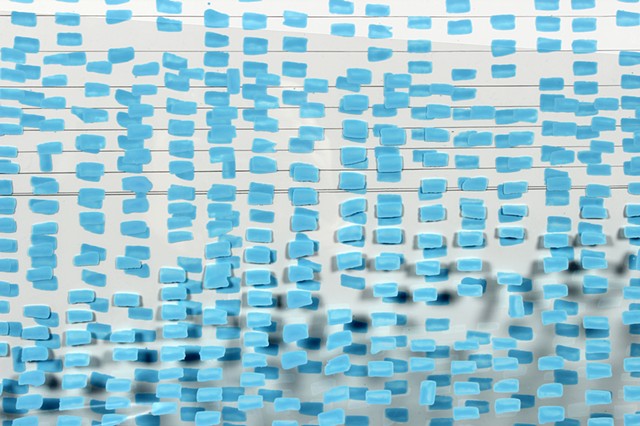Blue pattern, mixed media drawing based on e on Dura-Lar by Yvette Kaiser Smith