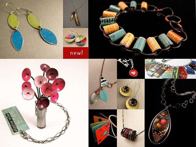 Some new(ish!) designs--all made from upcycled and recycled decorative tins