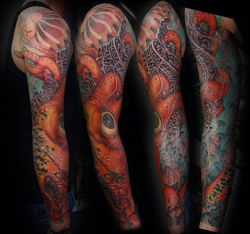 blind tiger tattoo squid jellyfish angler fish sleeve blind tiger tattoo squid jellyfish angler fish sleeve