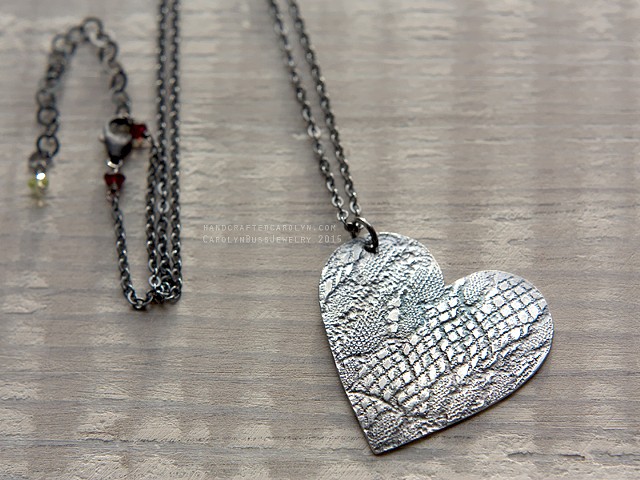 lace print heart necklace valentine's day present women's jewelry 18 inch necklace sterling silver
