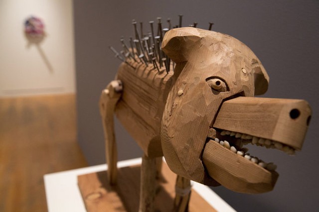 Rick Bartow
Big Nail Dog
2013
wood, nails, false teeth, paintbrush, pencil
Courtesy of the Artist and
Froelick Gallery, Portland, Oregon
