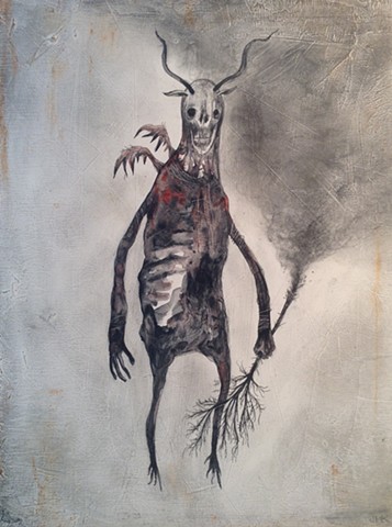 artwork, painting, drawing of The gathering of demons, witches, evil spirits on Walpurgisnacht!