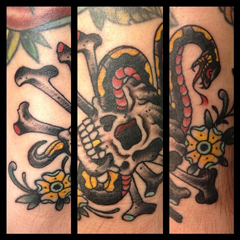sailor jerry inspired snake & skull