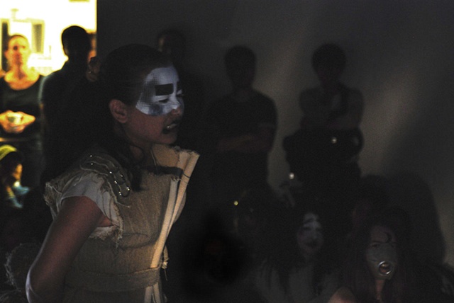 Liliya Lifanova, Marcel Duchamp vs. Rrose Selavy, chess, custom garments, Rymer Gallery, SAIC, Chicago,Elizabeth Dow, Textiles, installation, SAIC Galleries, Gallery X n=, ritual, performance art, societas rafaello sanzio, cell division, wrestl