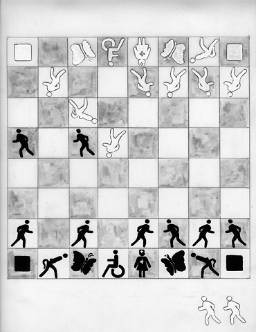 Liliya Lifanova, Marcel Duchamp vs. Rrose Selavy, chess, custom garments, Elizabeth Dow, Textiles, installation, SAIC Galleries, Gallery X n=, ritual, performance art, societas rafaello sanzio, cell division, wrestl