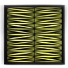 Untitled (40 pairs of knee-highs, rolled. Black on lime-yellow.).