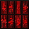 Untitled (Scraped Knees, 8 panels in black on pink).