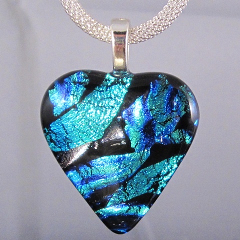 fused dichroic glass heart pendant