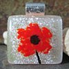 RED POPPY Fused Dichroic Glass Pendant