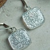 SHIMMERY SILVER..Fused Glass Dichroic Earrings