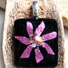 PINK FLOWER Fused Dichroic Glass Pendant