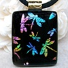 DRAGONFLIES...Fused Dichroic Glass Pendant