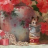 "pink azaela and champagne pearls"
