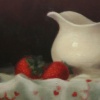 "strawberries and creamer"