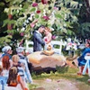 Detail from final painting: portraits of the bride, groom, and family members 