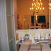 Painting in progress at the reception