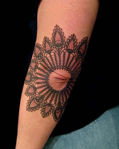 Lace doily elbow