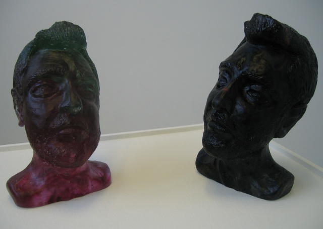 My Half of a Collaboration with Fredrik Nielsen Fredhead 2/3 (Before Fredrik, pink and green) and Shaping an Ego (A Fredrik Remelt, black)