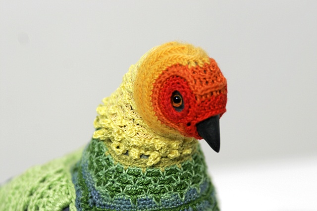  Biodiversity Reclamation Suits for Urban Pigeons: Carolina Parakeet (detail)