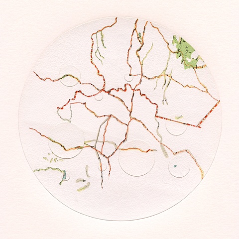 map collage made with maps and acrylic from the Transplant Series by Shannon Rankin