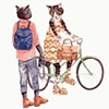Hipster Cats, Little Burgundy illustration