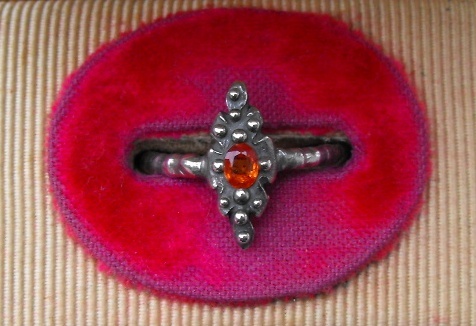 Vesica Piscis Orange Sapphire Ring