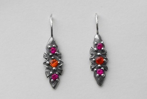 Vesica Piscis Sapphire and Ruby Earrings