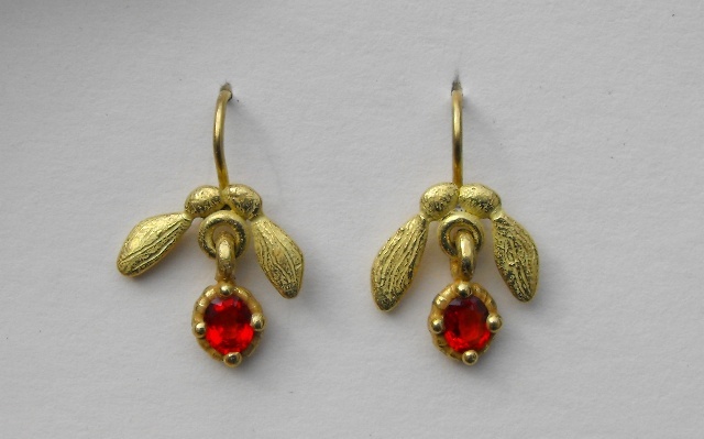 Maple Seed Earrings with Sapphires