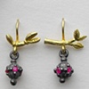 Claw, Branch and Lantern Earrings with Rubies