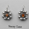 Orange Sapphire and Grey Pearl Surround Earrings