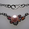 Encrusted Necklace with Sapphires and Pink Pearl