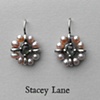 Grey/Green Sapphire and Pink Pearl Surround Earrings
