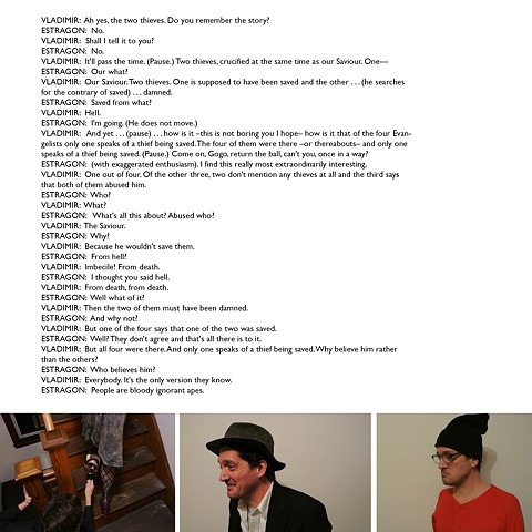 Excerpt from Samuel Beckett's Waiting for Godot, with video stills from a work in progress