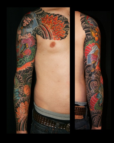 Warrior, and Snake tattoo / Tatuagem de Guerreiro, Cobra e Flores