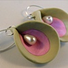 ARISA Jack in the Pulpit Pink and Green Pearl Dangle Earrings