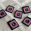PINK and Black Monogram Wine Charms