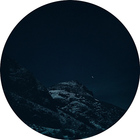 Crags and a Crescent Moon 